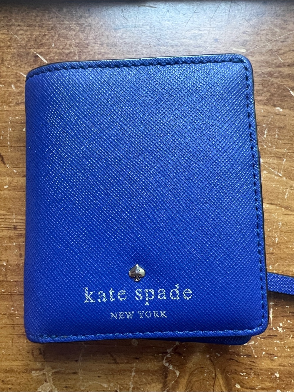 Kate Spade Royal Blue Saffiano Leather Compact Bifold Wallet